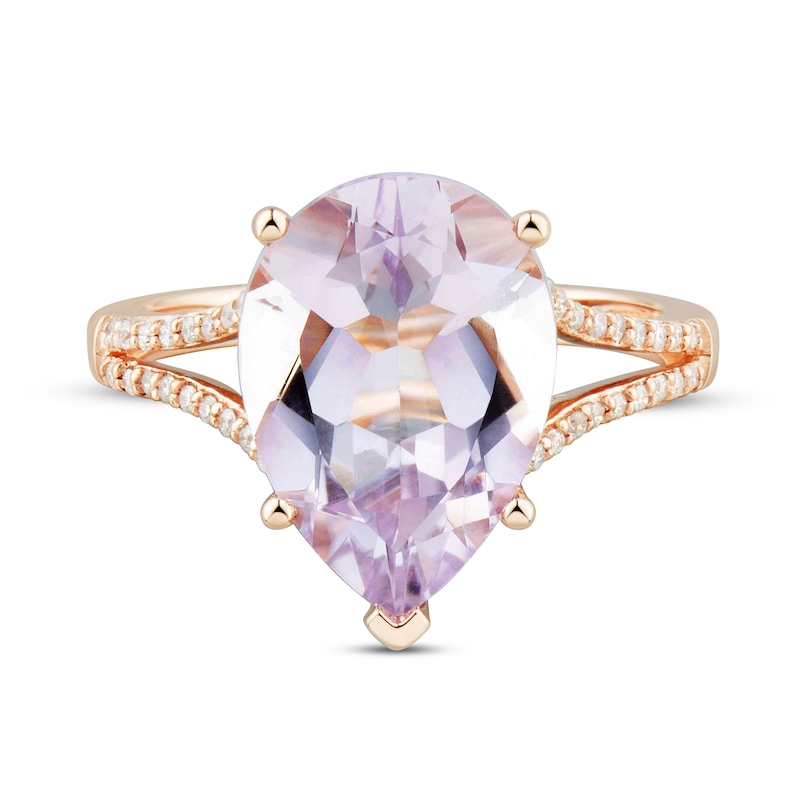 Main Image 3 of Light Amethyst Ring 1/8 ct tw Diamonds 10K Rose Gold