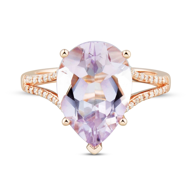 Light Amethyst Ring 1/8 ct tw Diamonds 10K Rose Gold