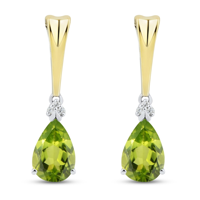 Peridot & Diamond Earrings Sterling Silver/10K Yellow Gold