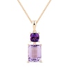 Thumbnail Image 1 of Amethyst Necklace Emerald/Cushion-Cut 10K Rose Gold 18&quot;