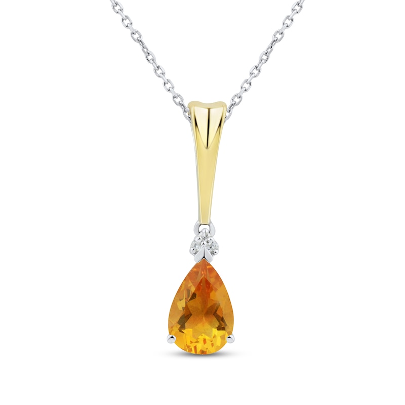 Main Image 1 of Citrine & Diamond Necklace Sterling Silver/10K Yellow Gold 18&quot;