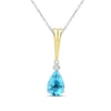 Swiss Blue Topaz & Diamond Necklace Sterling Silver/10K Yellow Gold 18"
