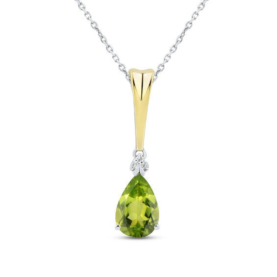 Peridot & Diamond Necklace Sterling Silver/10K Yellow Gold 18"