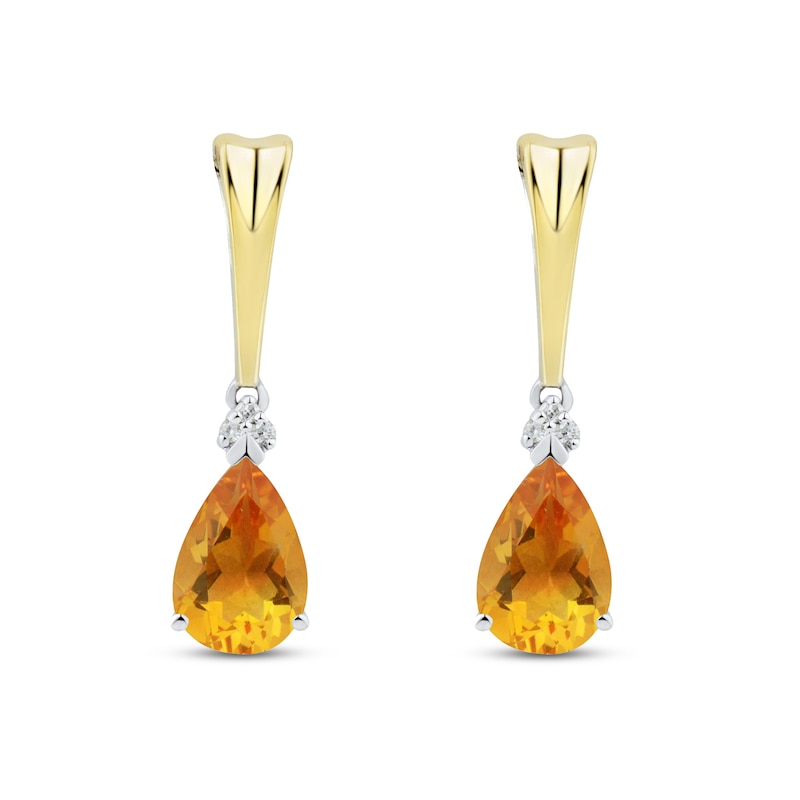 Main Image 1 of Citrine & Diamond Earrings Sterling Silver/10K Yellow Gold