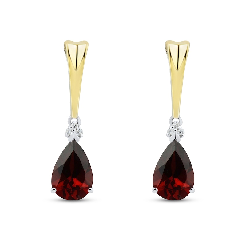 Main Image 1 of Garnet & Diamond Earrings Sterling Silver/10K Yellow Gold