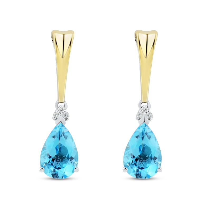 Sterling Silver Pear Swiss Blue Topaz & Diamond Accented Post Earrings Sterling Silver Pear Swiss Blue Topaz & Diamond Accented Post Earrings
