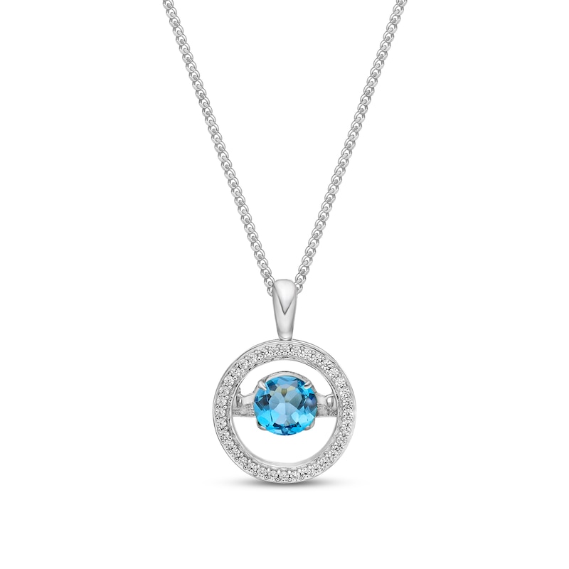 Main Image 1 of Unstoppable Love Swiss Blue Topaz Necklace 1/10 ct tw Diamonds Sterling Silver 19&quot;