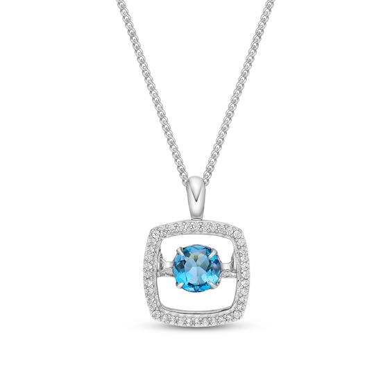 Kay Unstoppable Love Swiss Blue Topaz Necklace 1/10 ct tw Diamonds Sterling Silver 19"