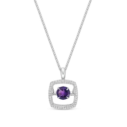 Unstoppable Love Amethyst Necklace 1/10 ct tw Diamonds Sterling Silver 19"