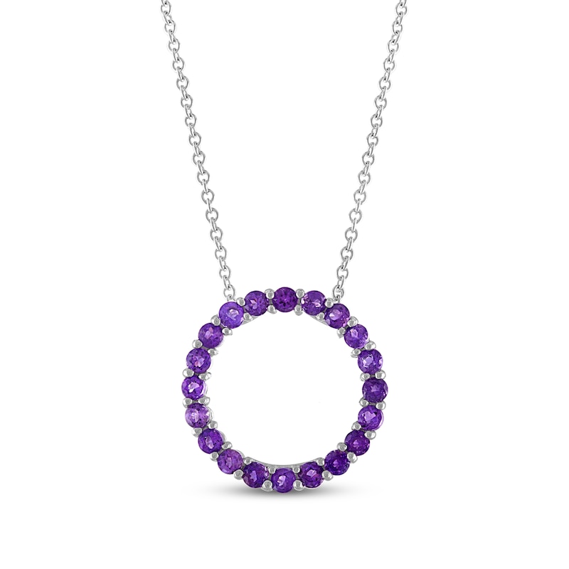 Main Image 1 of Amethyst Circle Necklace Sterling Silver 18&quot;