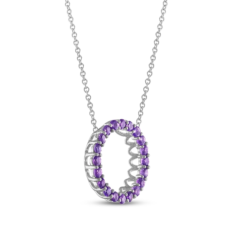 Main Image 2 of Amethyst Circle Necklace Sterling Silver 18&quot;
