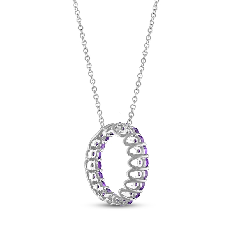 Main Image 3 of Amethyst Circle Necklace Sterling Silver 18&quot;