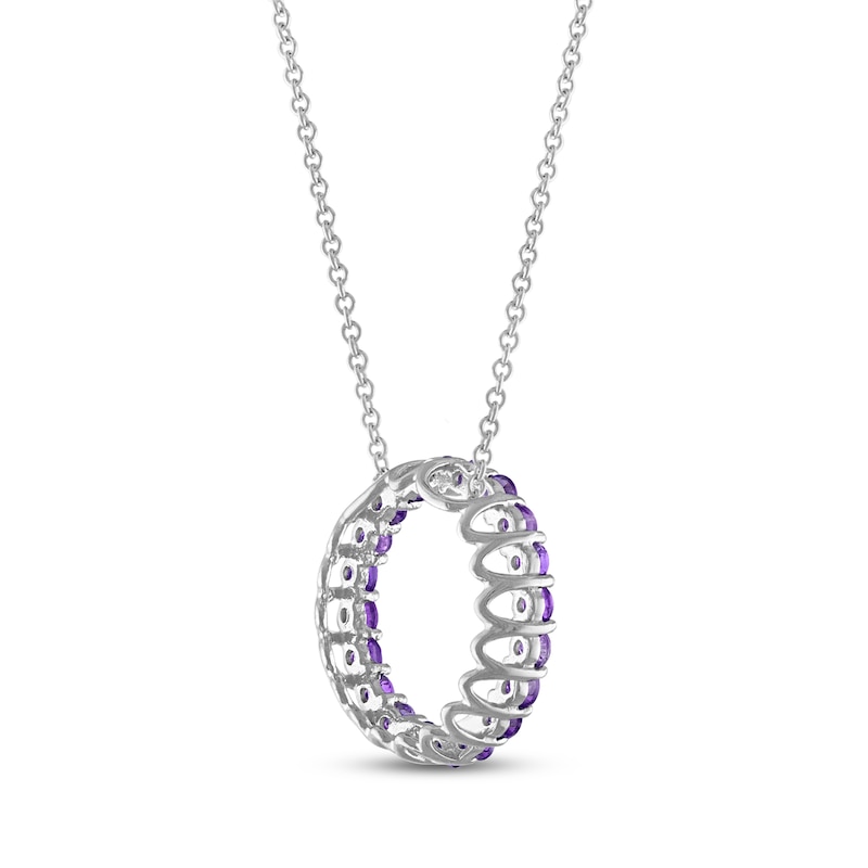 Amethyst Circle Necklace Sterling Silver 18"