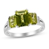 Thumbnail Image 1 of Three-Stone Peridot & Diamond Ring Sterling Silver