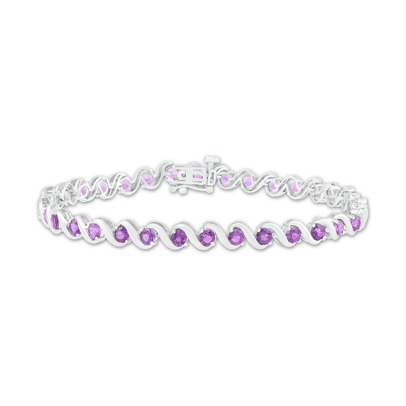 Amethyst Line Bracelet 10K White Gold 7.25"