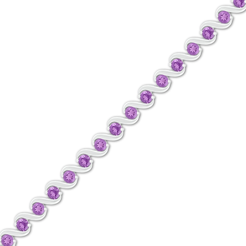 Main Image 2 of Amethyst Line Bracelet 10K White Gold 7.25&quot;