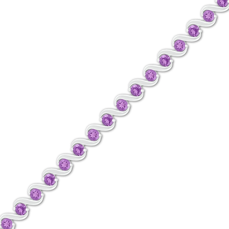 Amethyst Line Bracelet 10K White Gold 7.25"