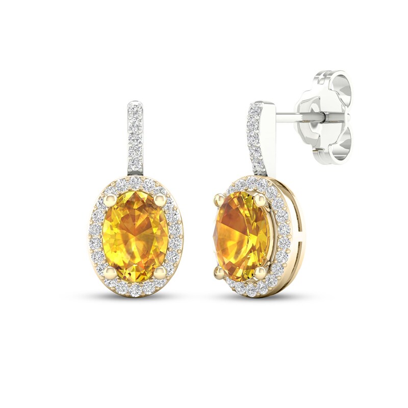 Citrine & White Lab-Created Sapphire Halo Earrings 10K Yellow Gold/Sterling Silver