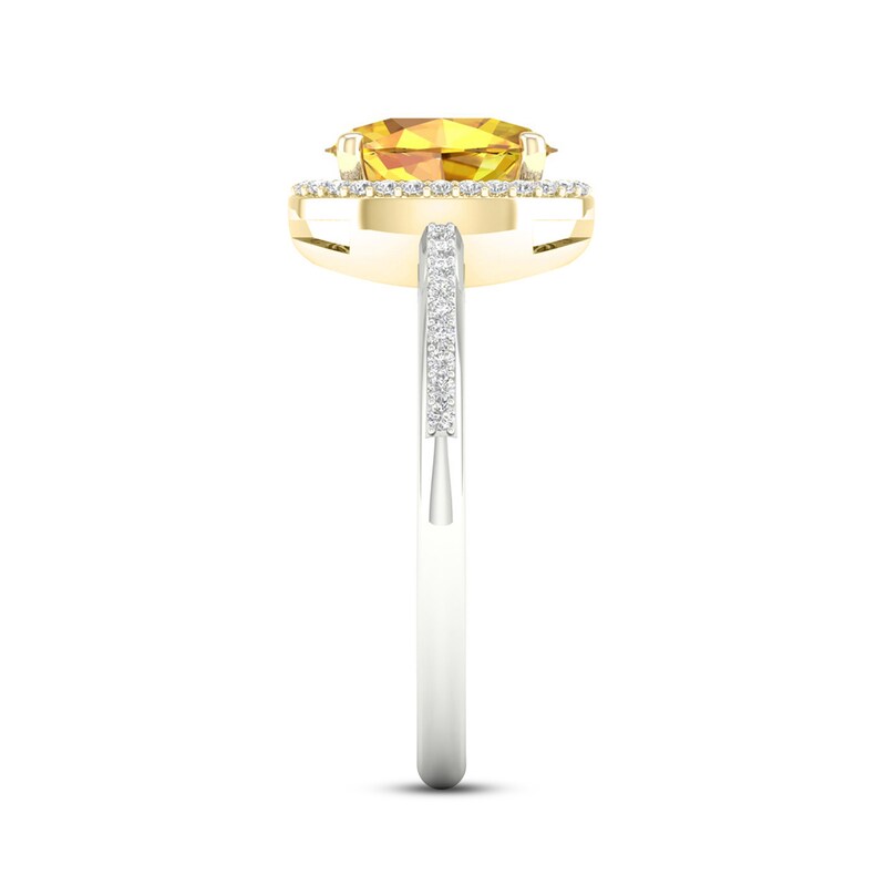 Citrine & White Lab-Created Sapphire Halo Ring 10K Yellow Gold/Sterling Silver