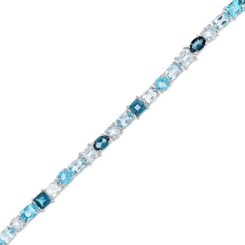 Main Image 2 of Vibrant Shades Swiss, London Blue Topaz & Aquamarine Bracelet Sterling Silver 7.25&quot;