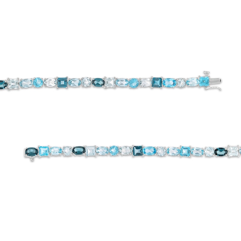 Main Image 3 of Vibrant Shades Swiss, London Blue Topaz & Aquamarine Bracelet Sterling Silver 7.25&quot;