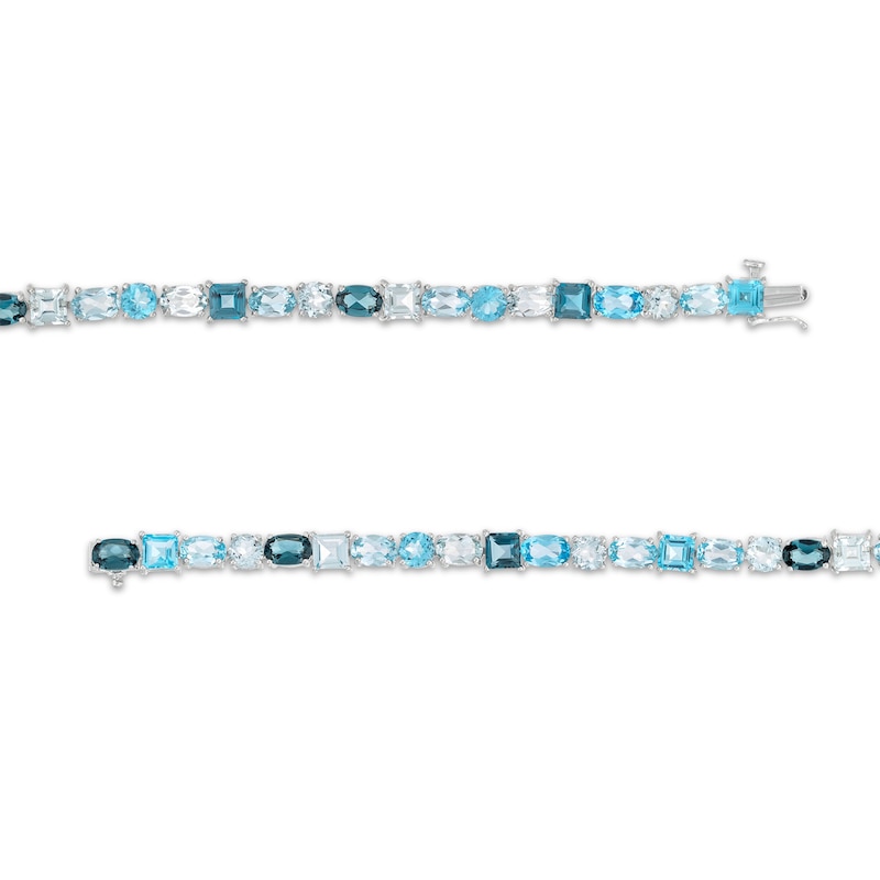 Vibrant Shades Swiss, London Blue Topaz & Aquamarine Bracelet Sterling Silver 7.5"