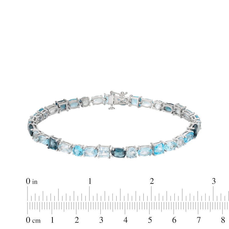 Main Image 4 of Vibrant Shades Swiss, London Blue Topaz & Aquamarine Bracelet Sterling Silver 7.25&quot;
