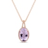 Thumbnail Image 1 of Amethyst & Diamond Necklace 1/8 ct tw Oval/Round-Cut 10K Rose Gold 18&quot;
