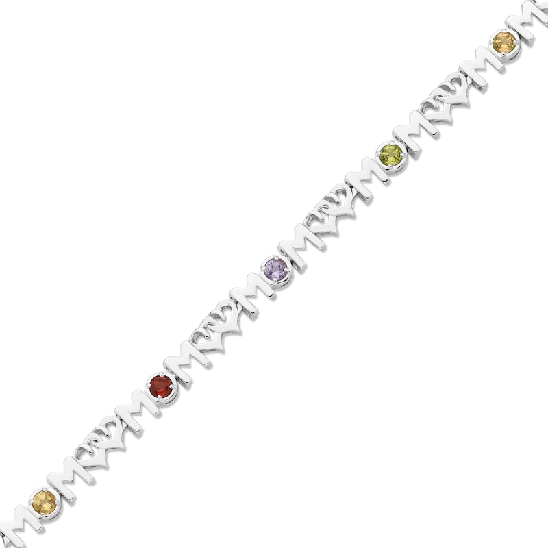 Multi-Gemstone "Mom" Bracelet Sterling Silver 7.25"