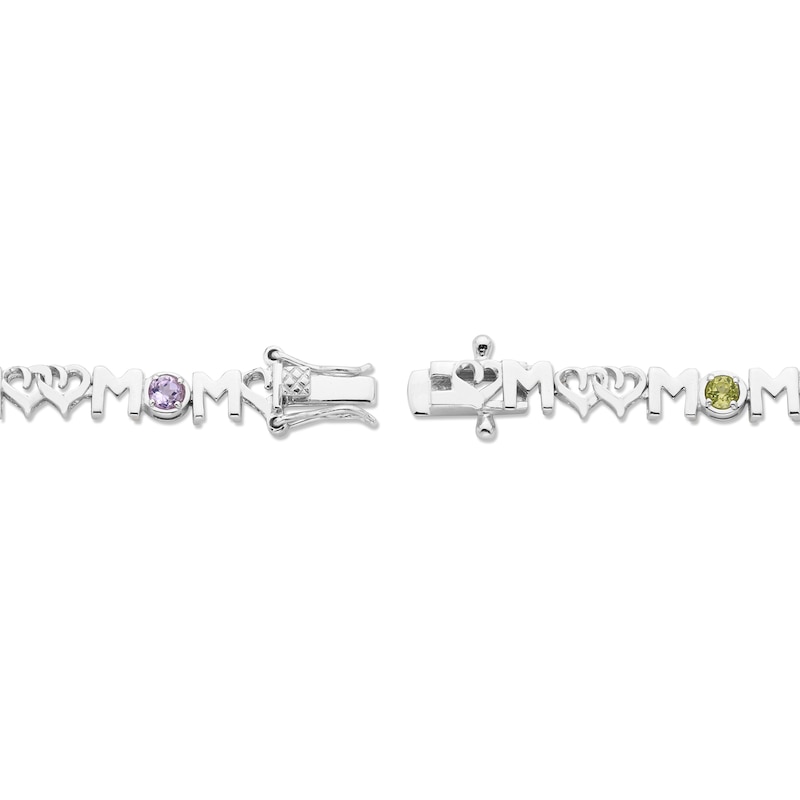 Multi-Gemstone "Mom" Bracelet Sterling Silver 7.25"