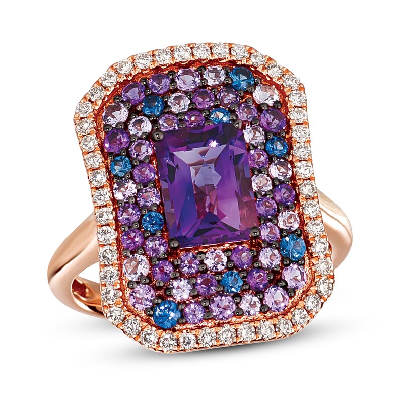 Le Vian Amethyst & Sapphire Ring 1/3 ct tw Diamonds 14K Strawberry Gold