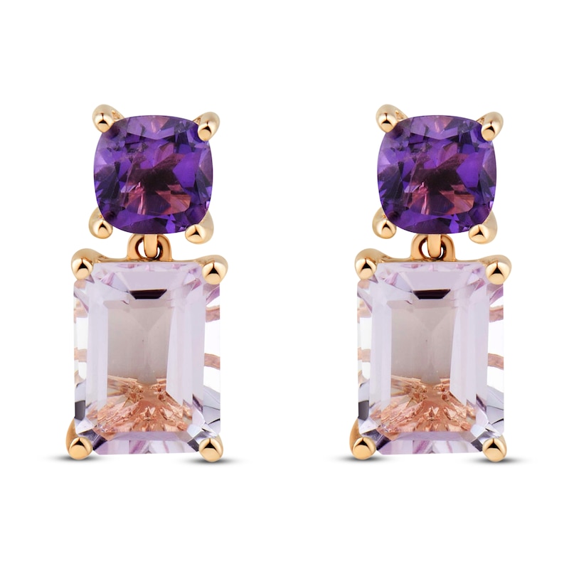 Main Image 1 of Amethyst Drop Earrings 10K Rose Gold