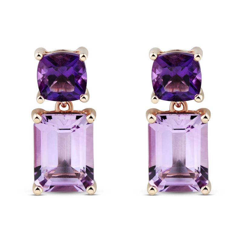 Main Image 2 of Amethyst Drop Earrings 10K Rose Gold