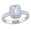 Thumbnail Image 1 of Aquamarine & Diamond Ring 1/20 ct tw Round-Cut Sterling Silver