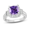 Thumbnail Image 0 of Amethyst & Diamond Ring 5/8 ct tw Cushion, Baguette & Round-Cut 14K White Gold