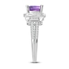 Thumbnail Image 1 of Amethyst & Diamond Ring 5/8 ct tw Cushion, Baguette & Round-Cut 14K White Gold