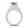 Thumbnail Image 2 of Amethyst & Diamond Ring 5/8 ct tw Cushion, Baguette & Round-Cut 14K White Gold