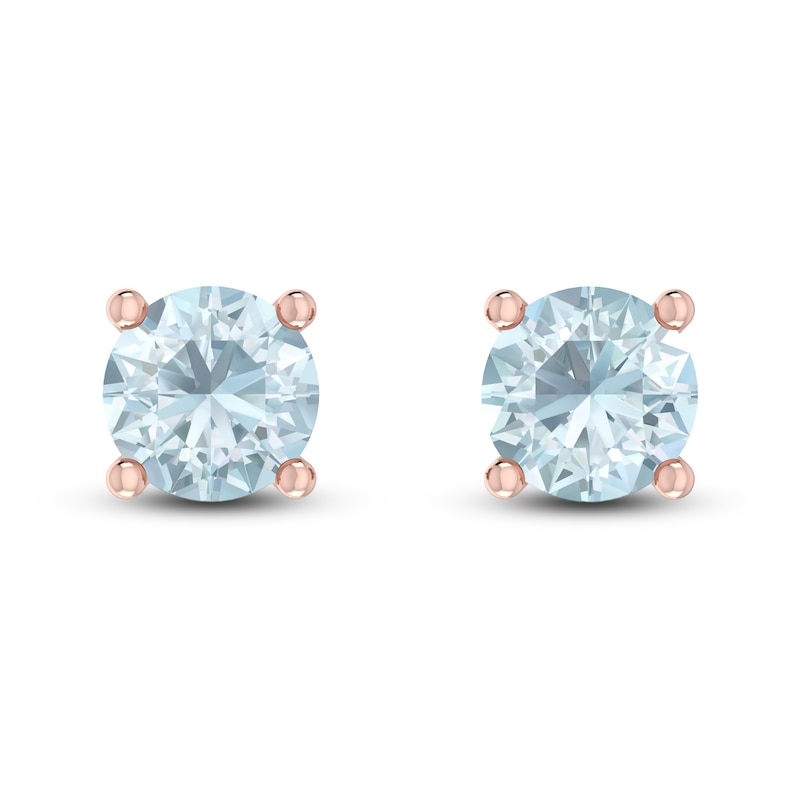 Main Image 2 of Aquamarine Solitaire Earrings 10K Rose Gold