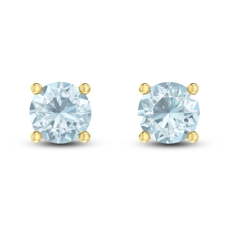Main Image 2 of Aquamarine Solitaire Earrings 10K Yellow Gold