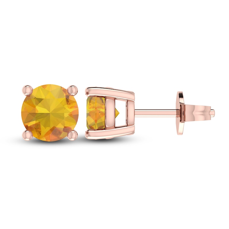 Main Image 1 of Citrine Solitaire Earrings 10K Rose Gold
