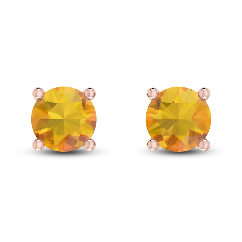 Main Image 2 of Citrine Solitaire Earrings 10K Rose Gold