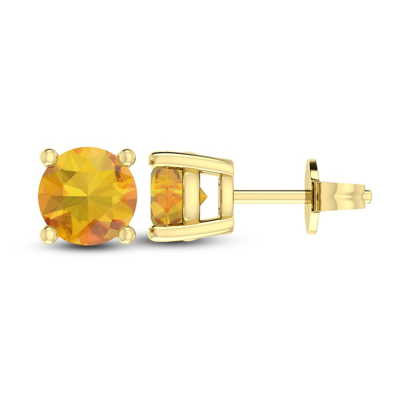 Main Image 1 of Citrine Solitaire Earrings 10K Yellow Gold