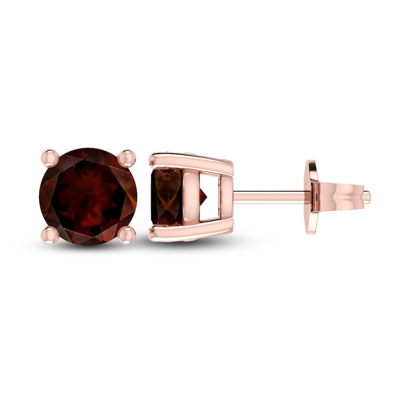 Main Image 1 of Garnet Solitaire Earrings 10K Rose Gold