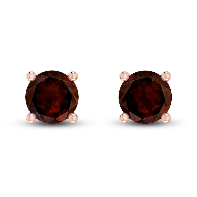 Main Image 2 of Garnet Solitaire Earrings 10K Rose Gold