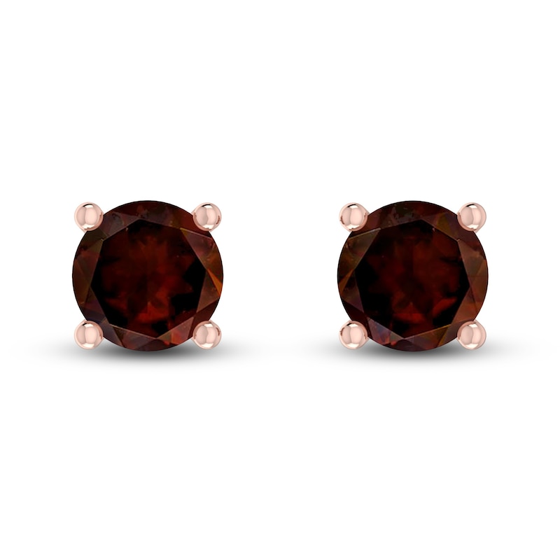 Garnet Solitaire Earrings 10K Rose Gold