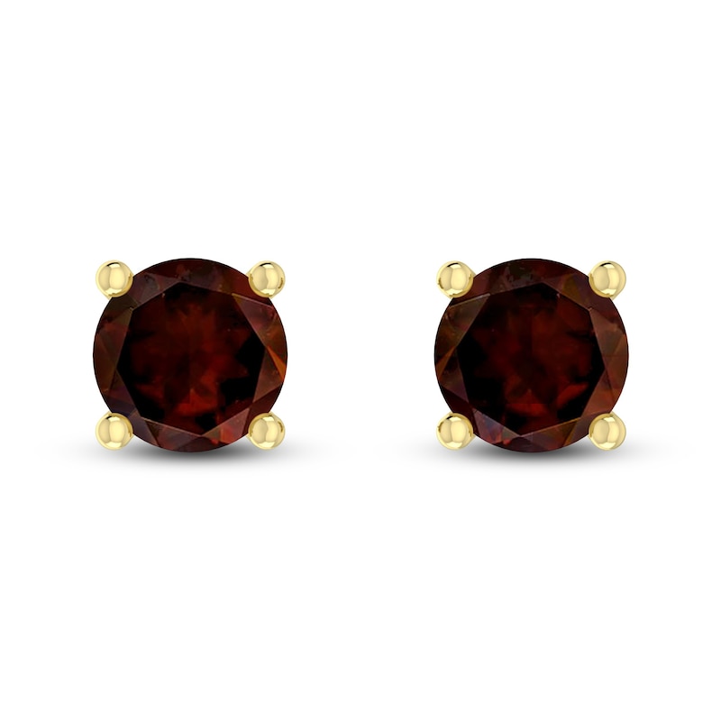Main Image 2 of Garnet Solitaire Earrings 10K Yellow Gold
