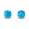 Thumbnail Image 1 of Swiss Blue Topaz Solitaire Earrings 10K Rose Gold