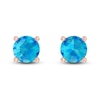 Thumbnail Image 2 of Swiss Blue Topaz Solitaire Earrings 10K Rose Gold
