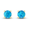 Thumbnail Image 2 of Swiss Blue Topaz Solitaire Earrings 10K Yellow Gold