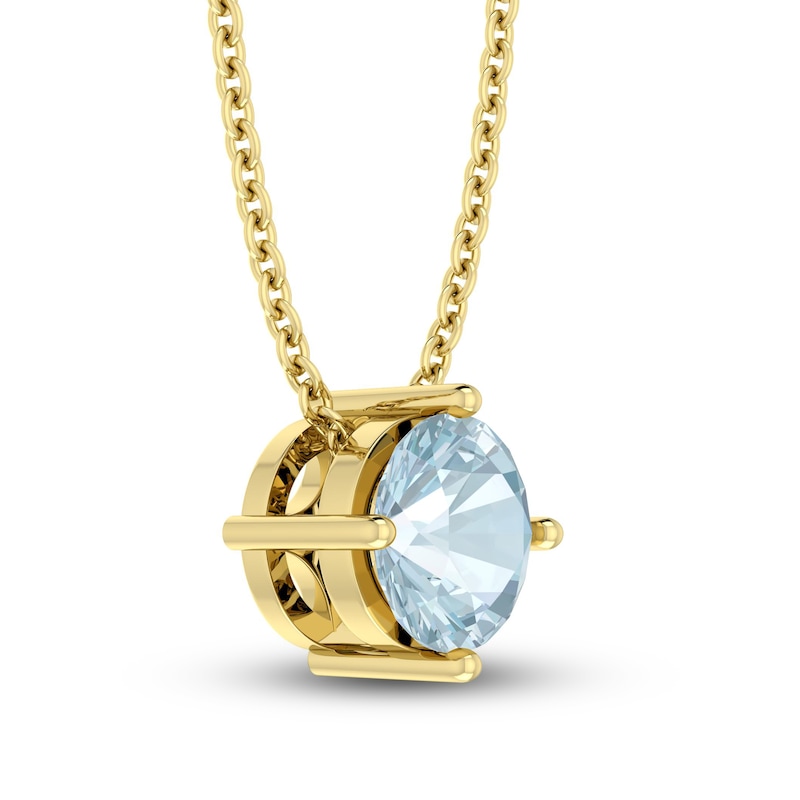 Main Image 2 of Aquamarine Solitaire Necklace 10K Yellow Gold 18&quot;